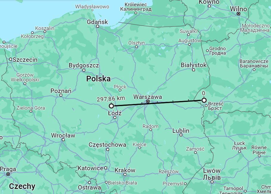 Zasięg Polonez-M naniesiony na mapę Polski