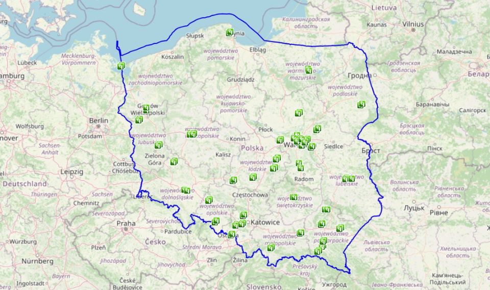 Mapa odcinkowych pomiarów prędkości