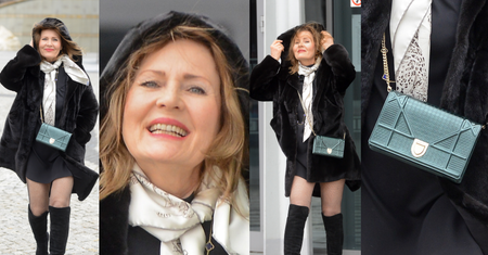 Szapołowska w mini, kabaretkach i z torbą za 12 TYSIĘCY wychodzi ze studia TVP