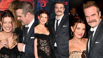 Były zarzuty o nękanie, a teraz uśmieszki na ściance. Millie Bobby Brown i David Harbour pozują RAZEM na premierze "Stranger Things" (ZDJĘCIA)