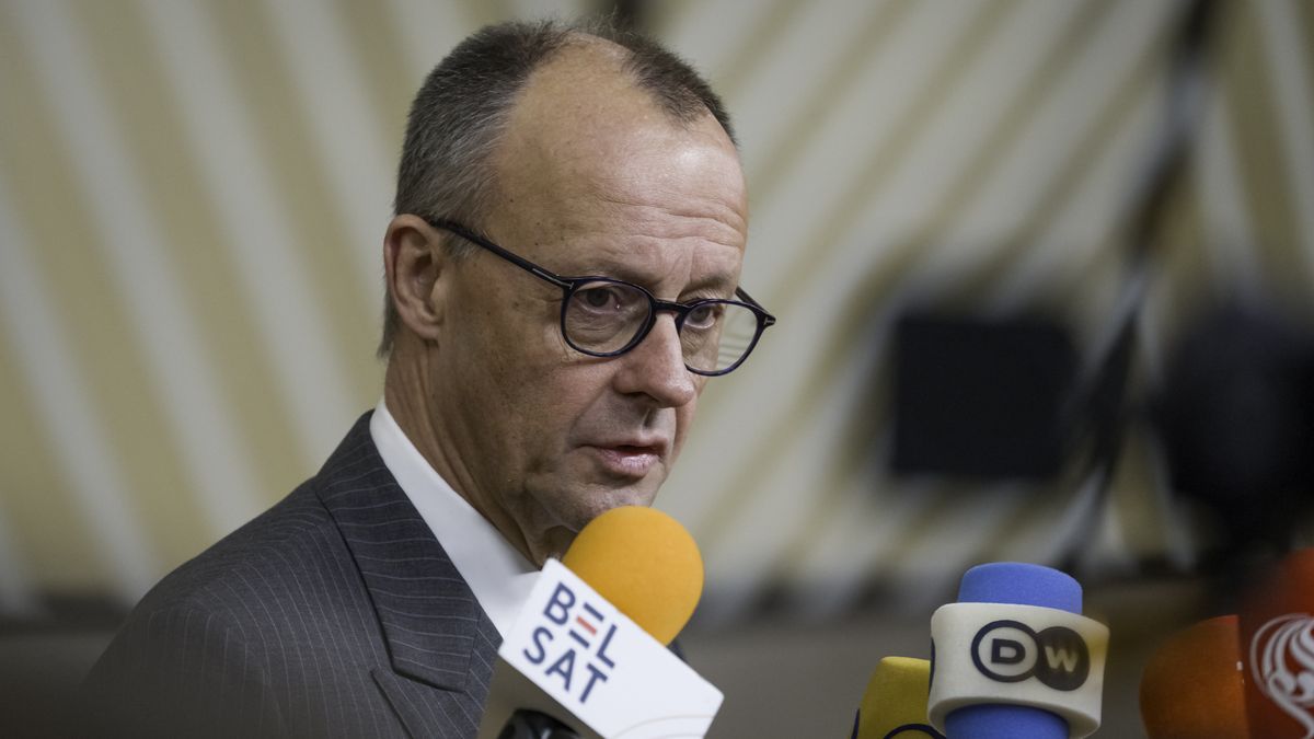 German Chancellor Friedrich Merz addresses the media as he arrives to attend a European Council meeting in Brussels, Belgium, on December 18, 2025. European leaders discuss Ukraine, the Middle East, and European defense and security. (Photo by Jonathan Raa/NurPhoto via Getty Images)