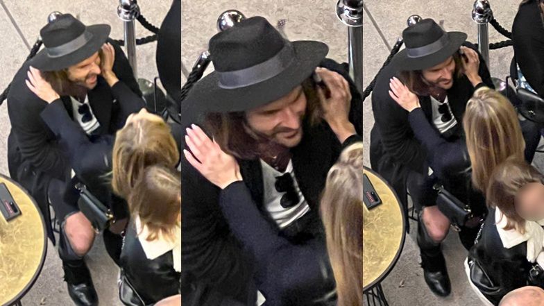 Piotr Stramowski i Edyta Folwarska wymieniają czułości na imprezie