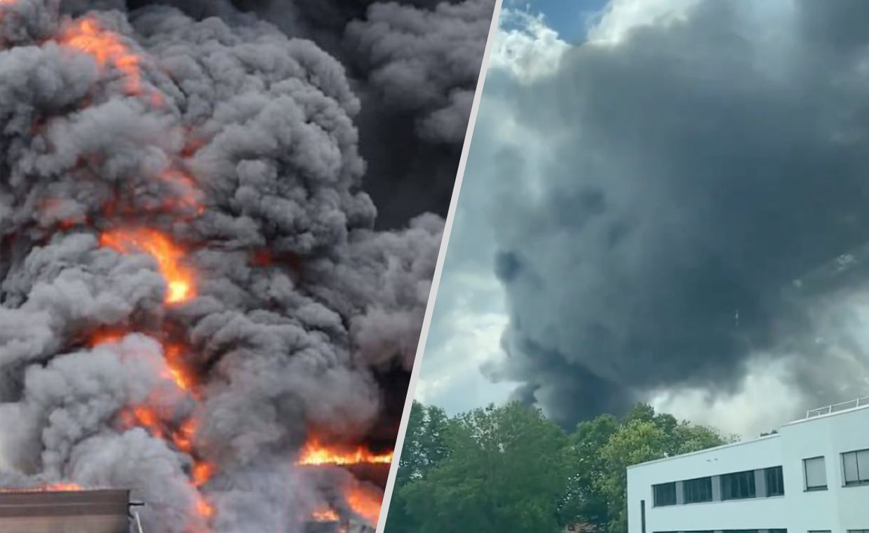Huge fire in Berlin. A metallurgical plant is burning.