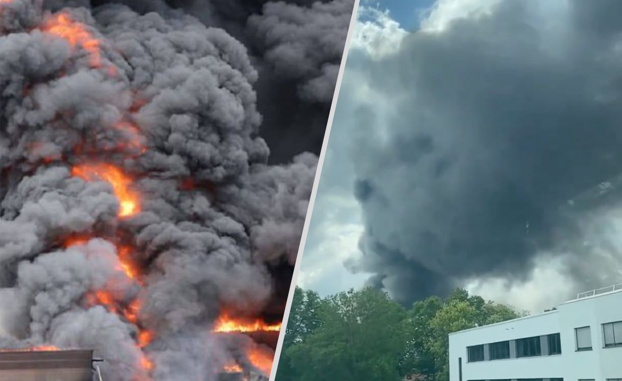 Huge fire in Berlin. A metallurgical plant is burning