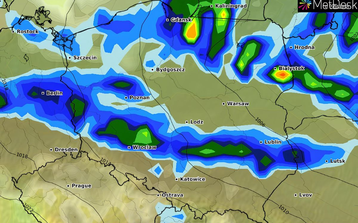 Mapa pogodowa dla Polski, źródło: wxcharts.com