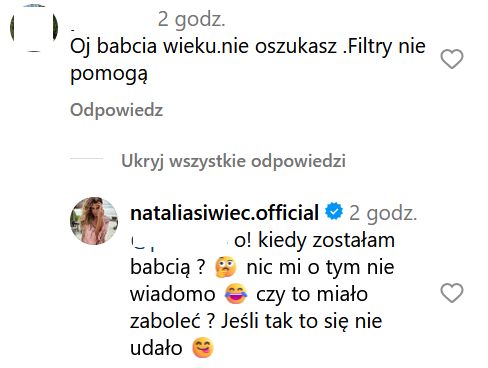 Natalia Siwiec została nazwana "babcią". Tak zareagowała