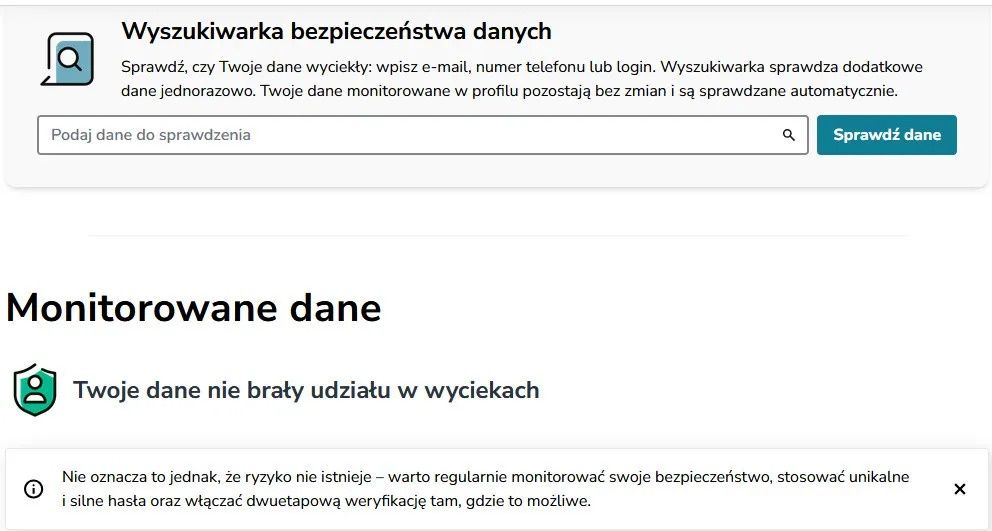 Strona bezpiecznedane.gov.pl