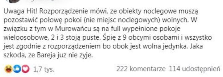 Screen postu turysty.