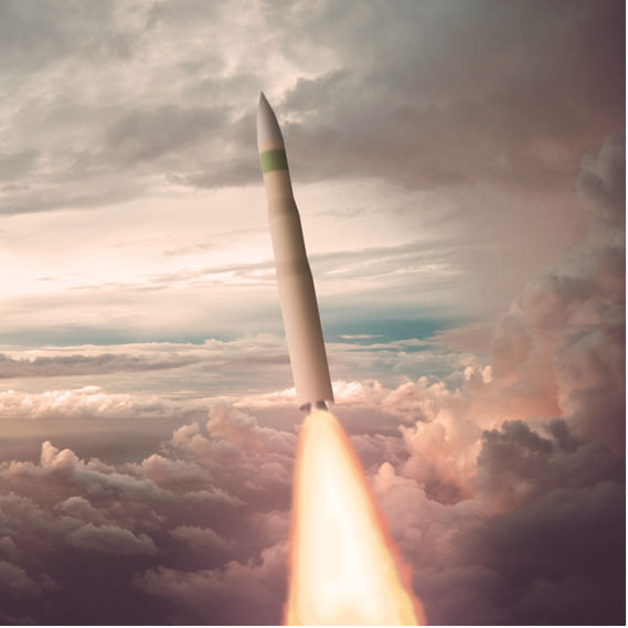 An artistic vision of the LGM-35A Sentinel missile