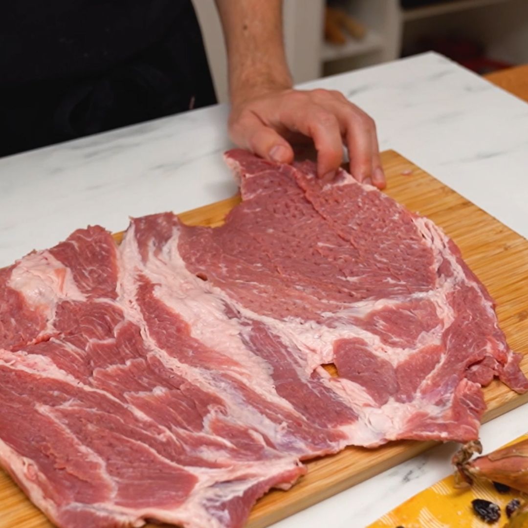 The base of the roulade is pork neck.