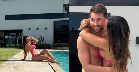 Żona Leo Messiego pręży się w bikini nad basenem. Nie zabrakło czułości z mężem. Uroczo? (FOTO)