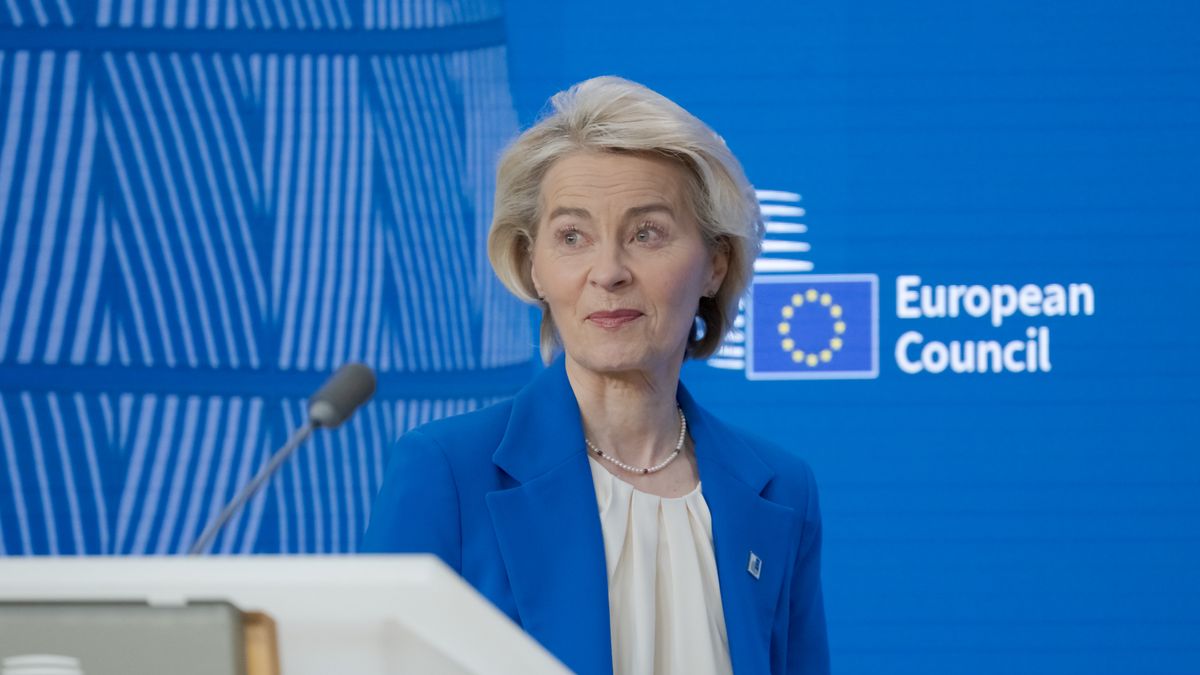 European Commission President Ursula von der Leyen arrives to speak at a press conference following a European Council meeting in Brussels, after European Union leaders agree to provide Ukraine with a 90-billion-euro loan to help cover budget shortfalls, but fail to reach an agreement on using frozen Russian assets to fund the package. Taken in Brussels, Belgium, on December 19, 2025. (Photo by Jonathan Raa/NurPhoto via Getty Images)