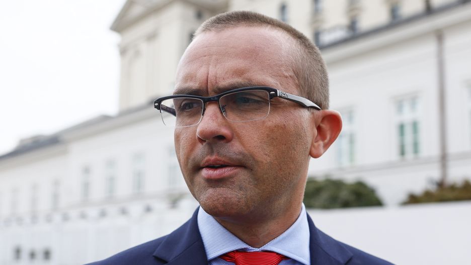 Warszawa 19.09.2023 Happening Konfederacji pod haslem Klecznik dla Prazydenta Andrzeja Dudy. n/z Jakub Banas