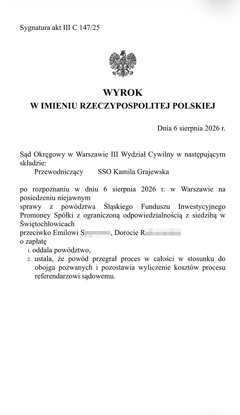 Dorota R. wydała oświadczenie