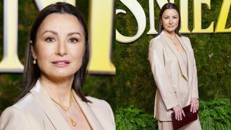 ODMIENIONA Joanna Brodzik i jej gładkie lico pozują na premierze "Śnieżki"