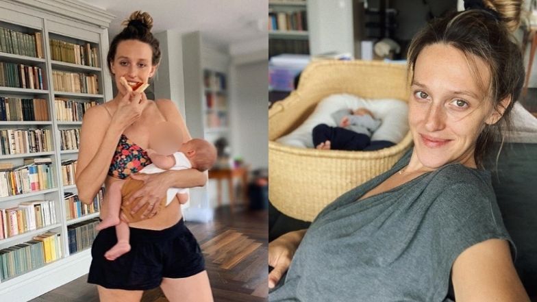 Aleksandra Żebrowska karmi piersią i pałaszuje pizzę