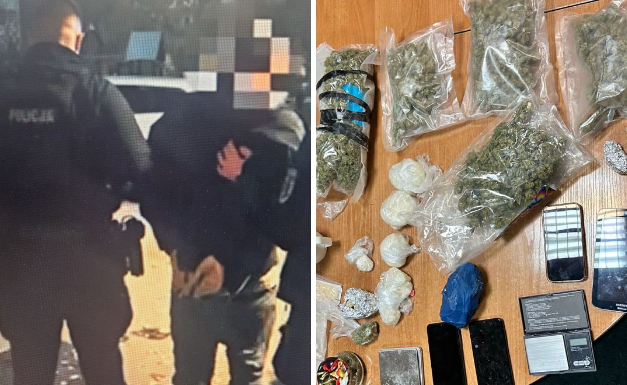 Policja zatrzymała sześć osób. Zabezpieczono broń i narkotyki