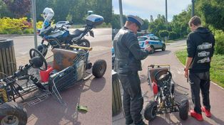 Pędził przez miasto turbo wózkiem sklepowym. 19-latek sam go skonstruował