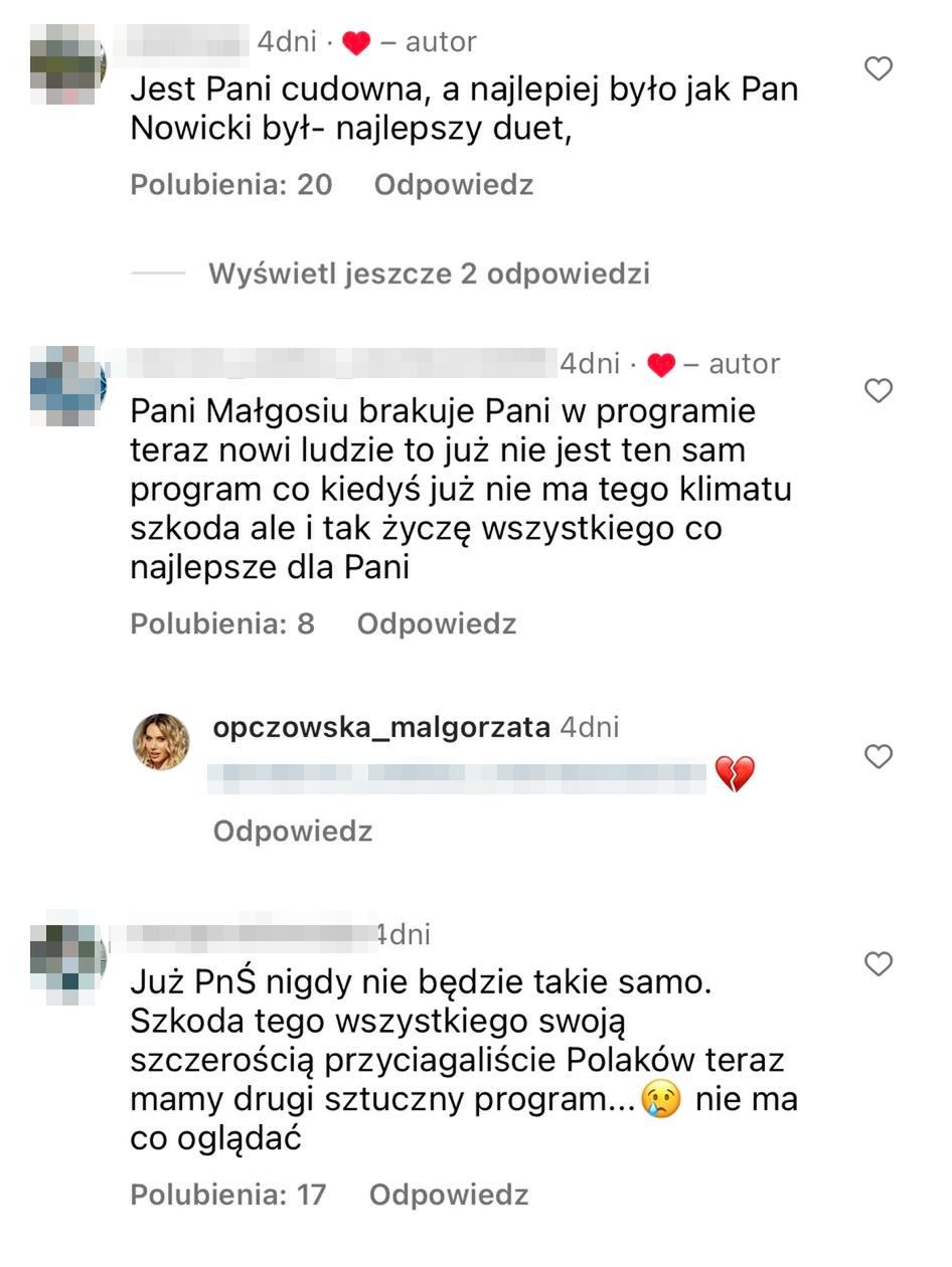Komentarze pod wpisem Małgorzaty Opczowskiej