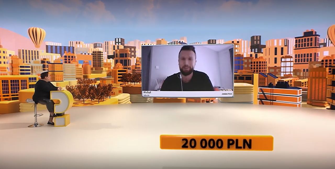 Michał wygrał w teleturnieju Doroty Wellman 20 tys. zł (kadr z programu "Kto to wie?", TVN