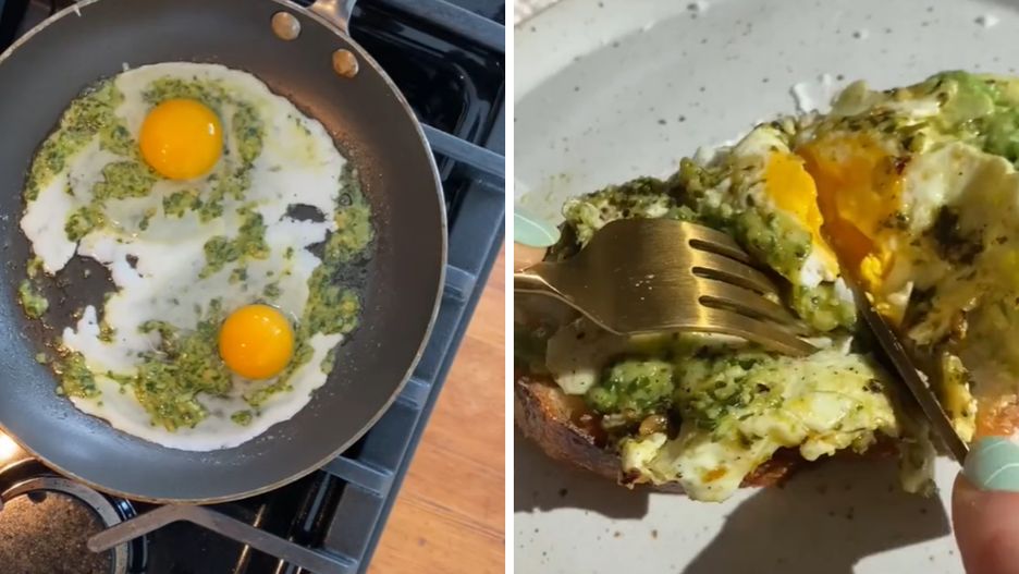 Jajka sadzone na pesto