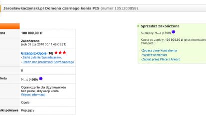 Jarosław Kaczyński (pl) sprzedany za 100 tys. złotych 1