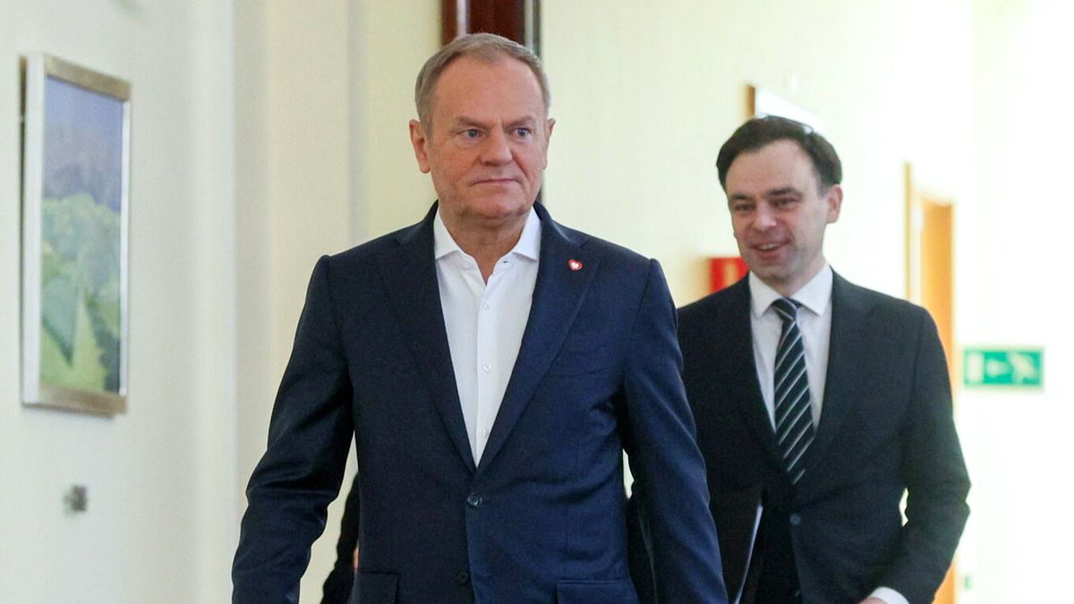 Na zdjęciu premier Donald Tusk i minister finansów i gospodarki Andrzej Domański