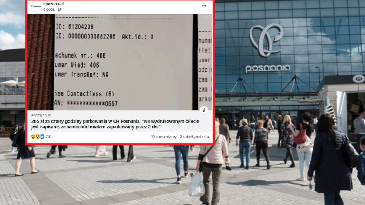 Klientka Posnanii zapłaciła 265 zł za postój na parkingu.