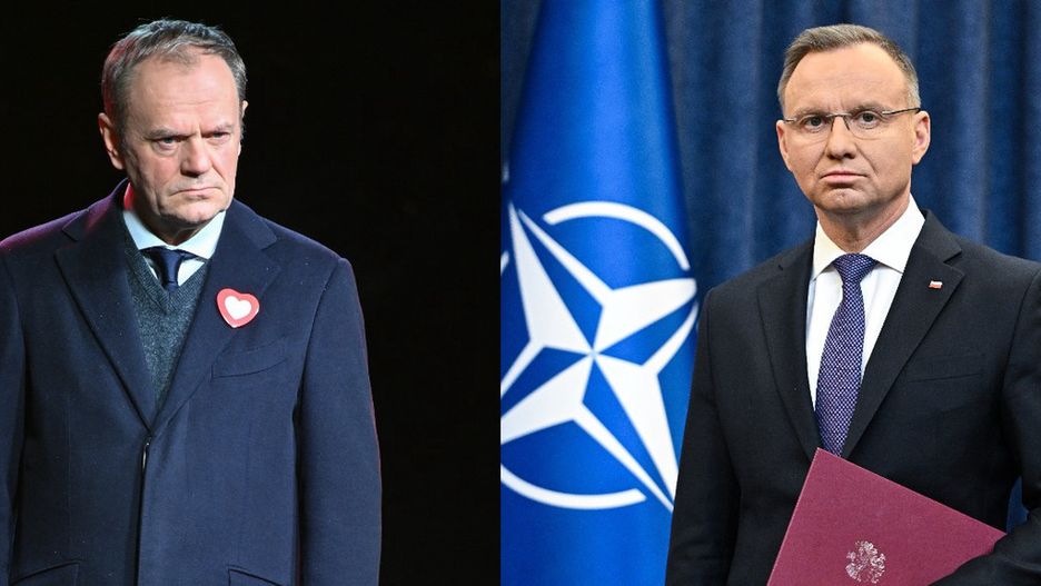 Na zdjęciu po lewej Donald Tusk, po prawej Andrzej Duda
