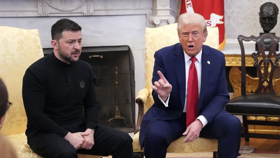WASHINGTON, DC - FEBRUARY 28: U.S. President Donald Trump and Ukrainian President Volodymyr Zelensky meet in the Oval Office at the White House on February 28, 2025 in Washington, DC. Trump and Zelensky are meeting today to negotiate a preliminary agreement on sharing Ukraine’s mineral resources that Trump says will allow America to recoup aid provided to Kyiv while supporting Ukraine’s economy. (Photo by Andrew Harnik/Getty Images)