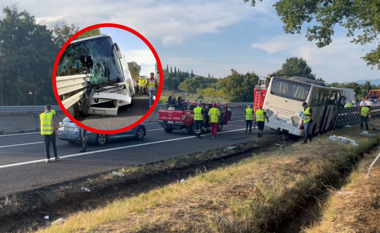 Bus accident in Italy / Screenshot, Arezzo Notizie