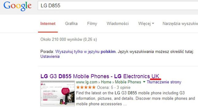 LG D855 w Google