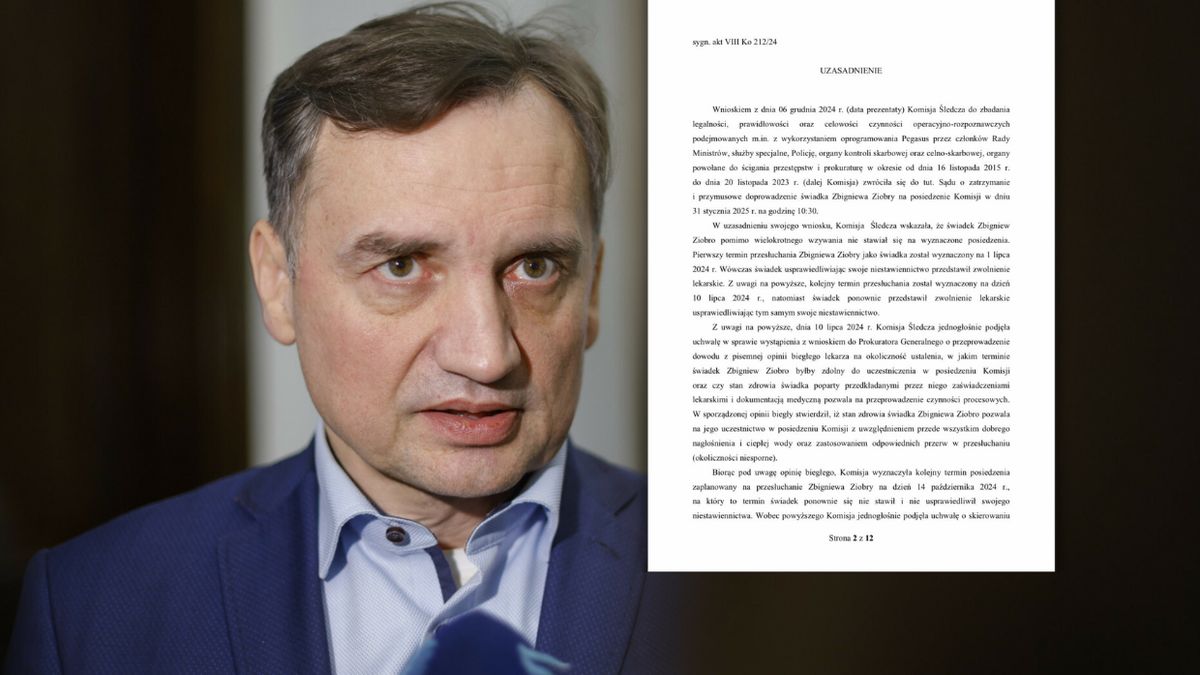 Zbigniew Ziobro w piątek ma zostać doprowadzony przed komisję 