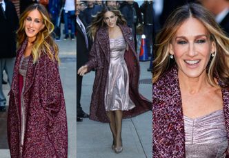 Sarah Jessica Parker wdzięczy się do fotografów w drodze na wywiad