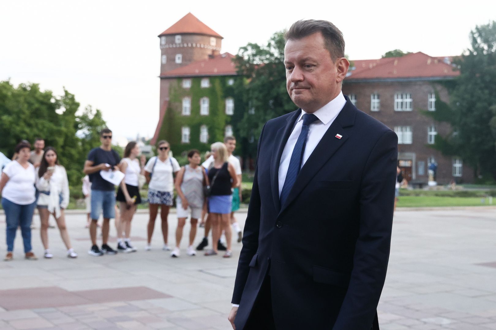 Mariusz Blaszczak during his visit at Wawel Castle to commemorate late President Lech Kaczynski and his wife Maria Kaczynski, in Krakow, Poland on July 18, 2024. (Photo by Jakub Porzycki/NurPhoto via Getty Images)