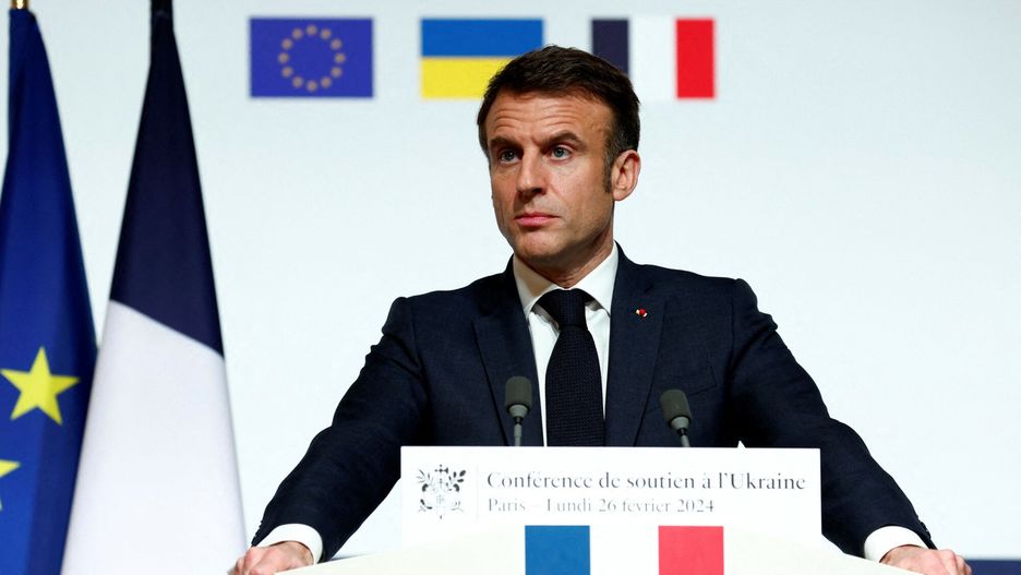 Archiwum zagraniczne East News 2024-02
French President Emmanuel Macron speaks during a press conference at the end of the international conference aimed at strengthening Western support for Ukraine, at the Elysee presidential palace in Paris, on February 26, 2024. The meeting at the Elysee Palace will be a chance for participants to "reaffirm their unity as well as their determination to defeat the war of aggression waged by Russia in Ukraine", the French presidency said. (Photo by GONZALO FUENTES / POOL / AFP)
GONZALO FUENTES