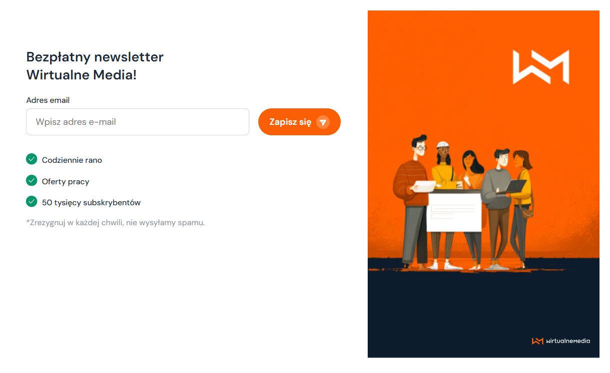 Newsletter Wirtualnemedia.pl. 