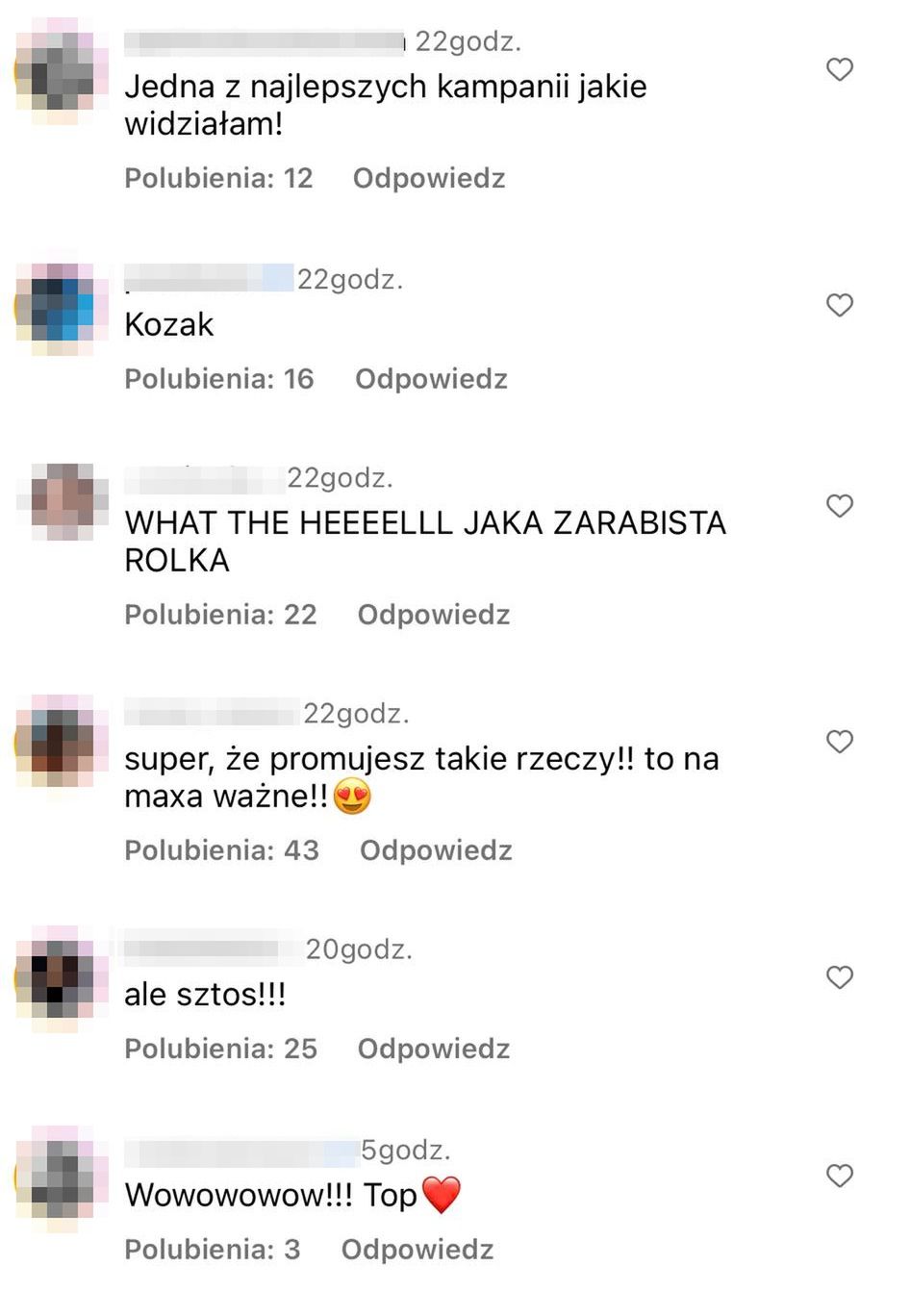 Komentarze pod postem Roksany Węgiel