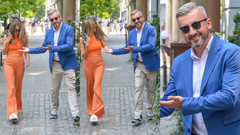 Małgorzata Rozenek i Krzysztof Skórzyński wychodzą ze studia "Dzień Dobry TVN"