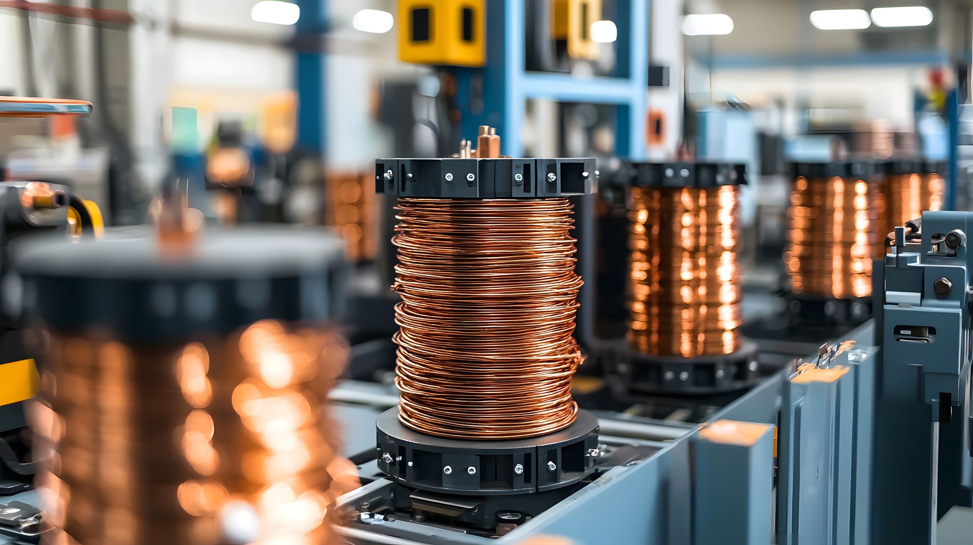 Closeup view of copper wire being carefully wrapped around a transformer core during the manufacturing process in an industrial factory setting
copper, wire, transformer, core, manufacturing, process, industry, power, engineering, technology, electric, energy, production, factory, machinery, industrial, coil, metal, closeup, detail, machine, equipment, tool, supply, material, construction, utility, infrastructure, electrical, surge, circuit, winding, conductor, voltage, current, magnetic, component, electronics, distribution, generator, copper, wire, transformer, core, manufacturing, process, industry, power, engineering, technology, electric, energy, production, factory, machinery, industrial, coil, metal, closeup, detail, machine, equipment, tool, supply, material, construction, utility, infrastructure, electrical, surge, circuit, winding, conductor, voltage, current, magnetic, component, electronics, distribution, generator