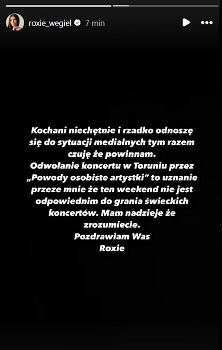 Roksana Węgiel zabrała głos