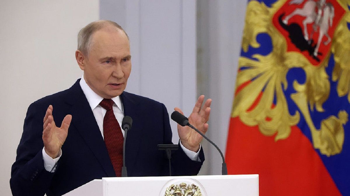 President Putin Meets With The State Duma Deputies at the Grand Kremlin Palace
MOSCOW, RUSSIA - JULY 27: Russian President Vladimir Putin speaks at the Saint George's Hall of Grand Kremlin Palace during his meeting with State Duma deputies, on July 27, 2026 in Moscow, Russia. The parliamentary elections in Russia  are planned on September. (Photo by Contributor/Getty Images)
Contributor