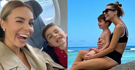 Bikiniara Izabela Janachowska wygrzewa się na skale z synem (FOTO)
