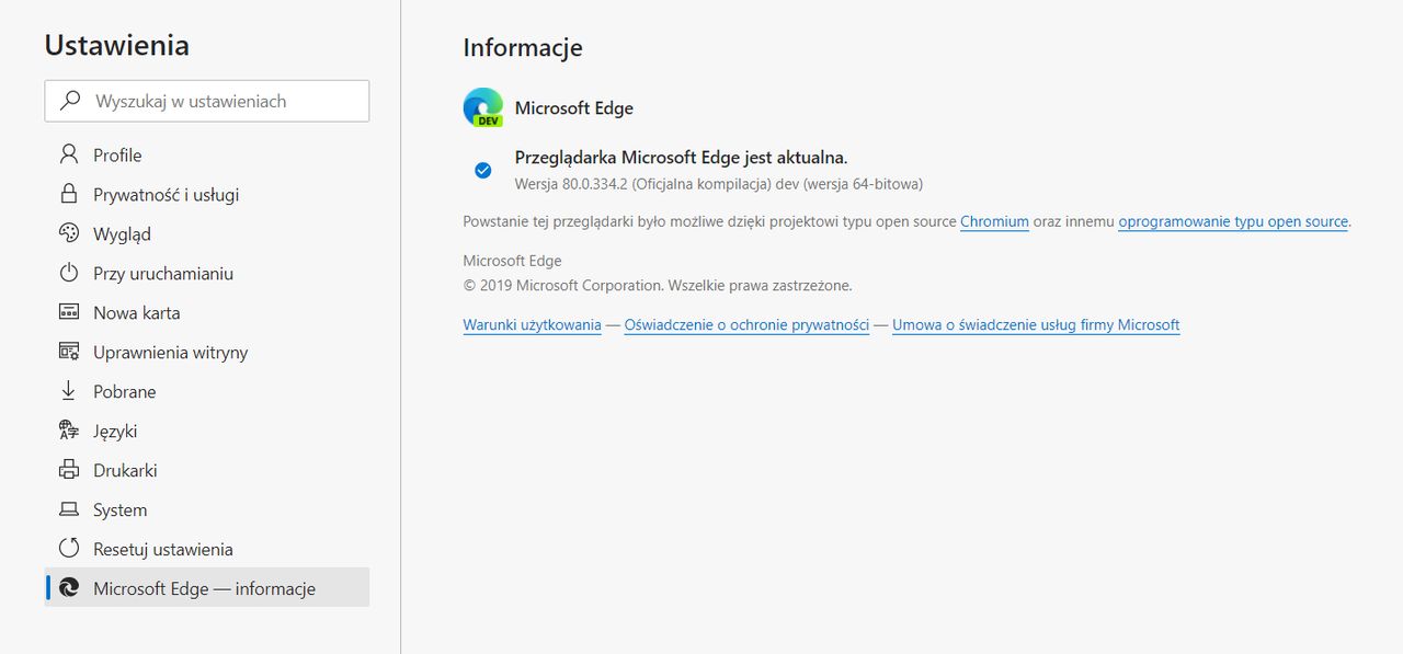 Informacje o Edge'u. Już po polsku i z nowym logo.