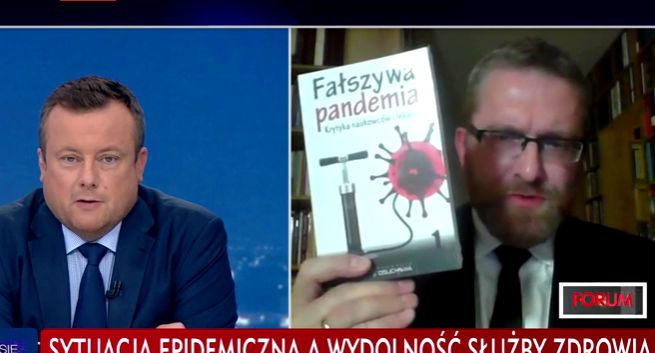 Grzegorz Braun zdjęty z wizji w „Forum” TVP Info za eksponowanie książki „Fałszywa pandemia”