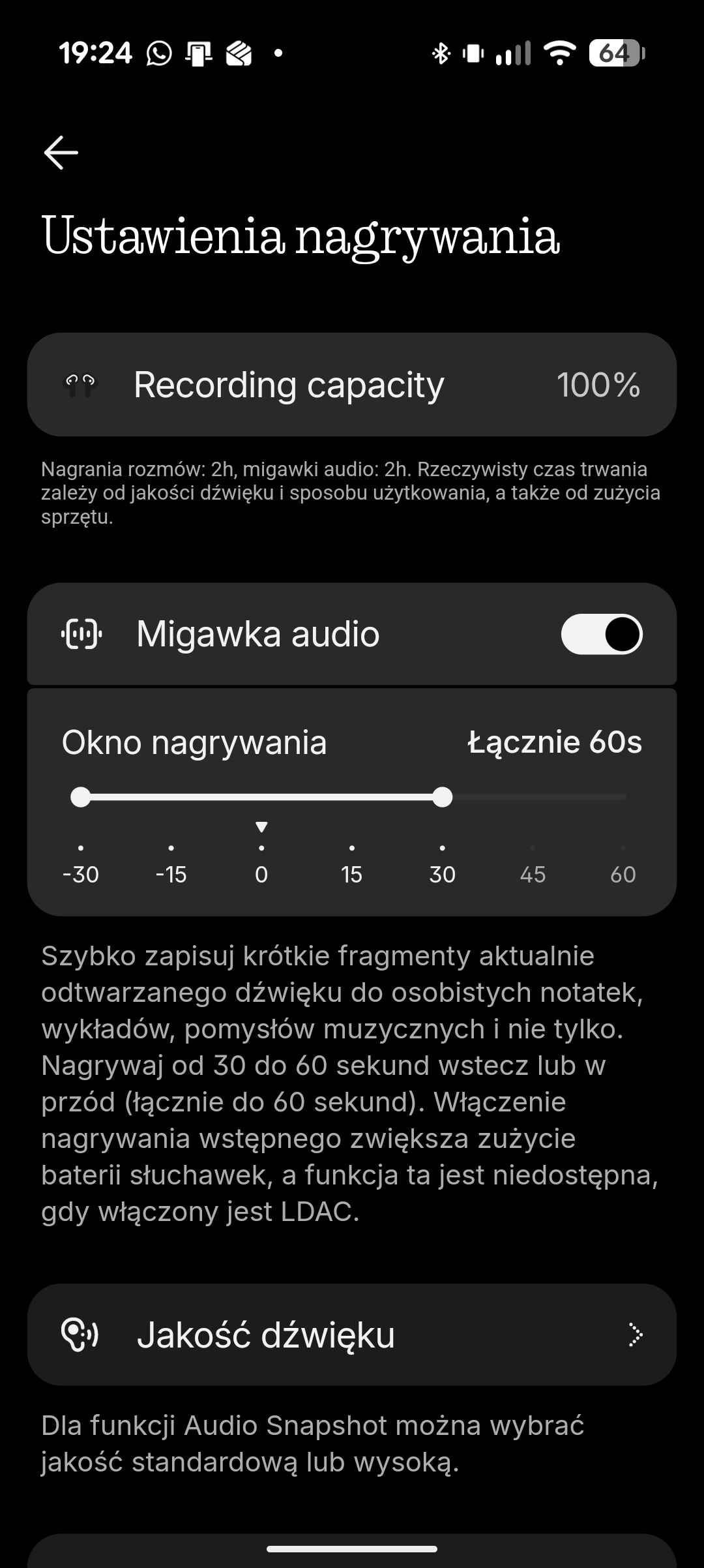 Migawki audio w Nothing Ear (3a)