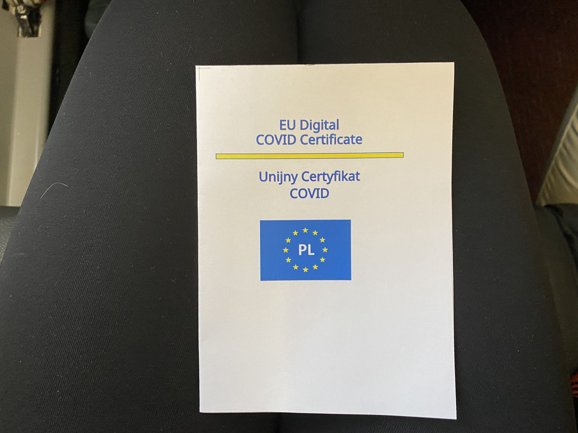 Unijny Certyfikat Covid w wersji papierowej 