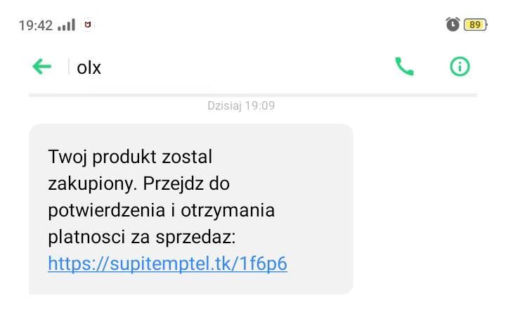 Fałszywy SMS "od OLX"