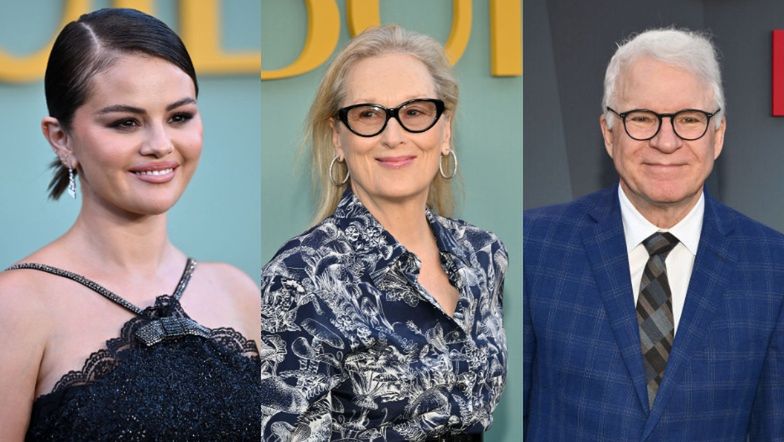 Eleganckie gwiazdy posyłają uśmiechy na premierze serialu "Zbrodnie po sąsiedzku": Selena Gomez, Meryl Streep, Steve Martin (ZDJĘCIA)