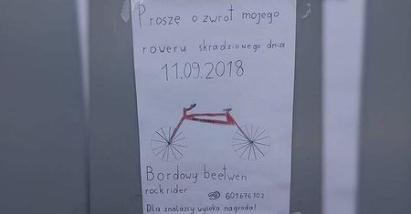 LUBLIN: Ktoś ukradł rower sprzed szkoły. 7-letni Krzyś prosi o jego zwrot